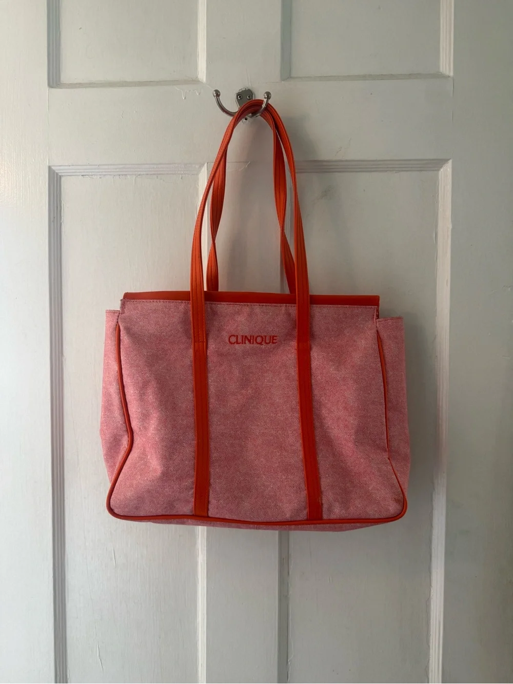 Vintage Clinique Pink & Orange Tote Bag